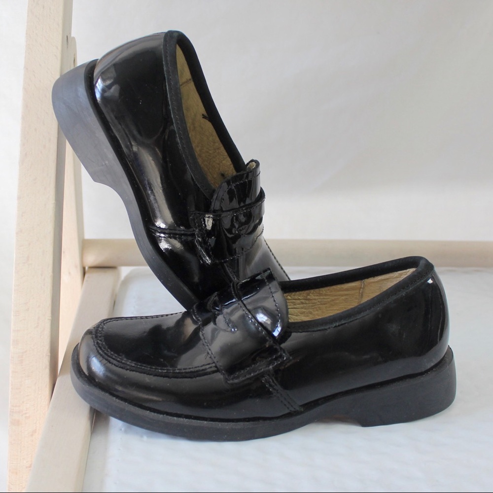 Aster France Black Patent Penny Loafers Girl EU 28